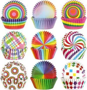 SANNIX 450pcs Rainbow Cupcake Liners, Colorful Baking Cups Cupcake Wrappers SANNIX 450pcs Rainbow Cupcake Liners, Colorful Baking Cups Cupcake Wrappers