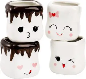 Hedume 4 Pack Ceramic Hot Chocolate Mugs, Cute Coffee Mug Set, Couple Matching Mugs, Anniversary Christmas Wedding Valentine's Day Gift Hedume 4 Pack Ceramic Hot Chocolate Mugs, Cute Coffee Mug Set, Couple Matching Mugs, Anniversary Christmas Wedding Valentine's Day Gift