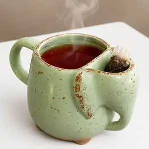 Elephant Mugs for Tea Lover Women Ceramic 15 oz Green Elephant Mugs for Tea Lover Women Ceramic 15 oz Green