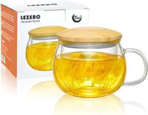 13oz Clear Glass Tea Mug with Filter and Lid for Blooming & Loose Leaf Tea 13oz Clear Glass Tea Mug with Filter and Lid for Blooming & Loose Leaf Tea