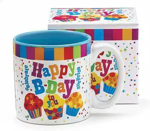 burton + Burton Festive "Happy Birthday To You" Ceramic Coffee Mug, 13 oz Cupcake & Polka Dot Design with Blue Interior, Includes Printed Gift Box burton + Burton Festive "Happy Birthday To You" Ceramic Coffee Mug, 13 oz Cupcake & Polka Dot Design with Blue Interior, Includes Printed Gift Box