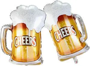 BinaryABC Beer Mug Cheers Foil Balloons,Valentine Wedding Birthday Party Decorations,2Pcs BinaryABC Beer Mug Cheers Foil Balloons,Valentine Wedding Birthday Party Decorations,2Pcs