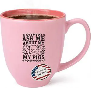 'Ask Me About My Pigs' Ceramic Coffee Mug, 16oz, Dishwasher Safe 'Ask Me About My Pigs' Ceramic Coffee Mug, 16oz, Dishwasher Safe
