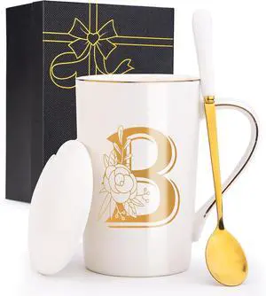 Letter B Personalized Initial Mugs with Flower, Letter B Personalized Coffee Mug, Customized Cool Letter Mugs for Women, Bridal Shower Gifts, Women's Initials Gifts Mug 14 OZ Matte White Letter B Personalized Initial Mugs with Flower, Letter B Personalized Coffee Mug, Customized Cool Letter Mugs for Women, Bridal Shower Gifts, Women's Initials Gifts Mug 14 OZ Matte White