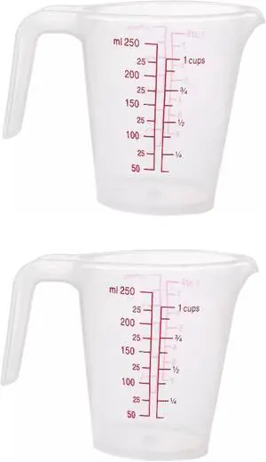 Plastic Measuring Cup 2Pcs 250ML Measuring Mug 8/16oz with Handle Graduated Pitcher for Baking Flour Oil Powder Cooking Kitchen Measure Container Stackable (250ML/0.06Gal) Plastic Measuring Cup 2Pcs 250ML Measuring Mug 8/16oz with Handle Graduated Pitcher for Baking Flour Oil Powder Cooking Kitchen Measure Container Stackable (250ML/0.06Gal)
