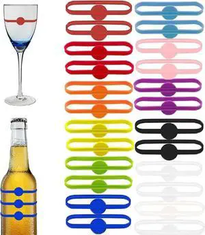 Stretchable Drink Markers 24pcs, Wine Glass Markers, Drink Identifiers for Glasses Cup, Beer Bottle, Mug, Jar, Cocktail Glass, Drink Labels for Party Stretchable Drink Markers 24pcs, Wine Glass Markers, Drink Identifiers for Glasses Cup, Beer Bottle, Mug, Jar, Cocktail Glass, Drink Labels for Party
