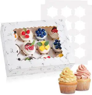 Hoewina 6PCS Cupcake Boxes Hold 12 Cupcakes, Cupcake Containers with Window Hoewina 6PCS Cupcake Boxes Hold 12 Cupcakes, Cupcake Containers with Window