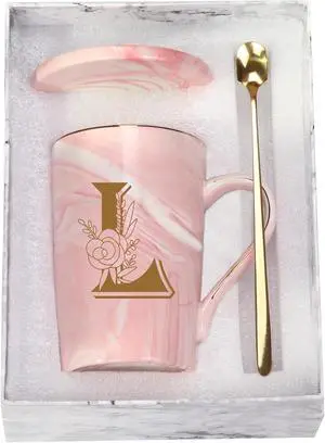 WENSSY Pink Letter L with Flower Personalized Initial Mug, 14 Ounce, Novelty Coffee Mug for Women, Bridal Shower Gift, Dishwasher Safe WENSSY Pink Letter L with Flower Personalized Initial Mug, 14 Ounce, Novelty Coffee Mug for Women, Bridal Shower Gift, Dishwasher Safe