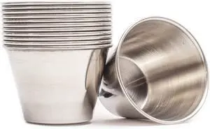 Ramekins Stainless Steel Condiment Sauce Cups, Metal Ramekins, Commercial Grade, Multifunctional, Ideal for All Hot and Cold Sauces, Individual Portion Cups (12, 2.5 oz) Ramekins Stainless Steel Condiment Sauce Cups, Metal Ramekins, Commercial Grade, Multifunctional, Ideal for All Hot and Cold Sauces, Individual Portion Cups (12, 2.5 oz)