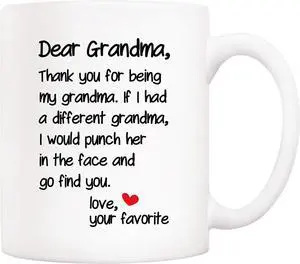 5Aup Mother's Day Funny Grandma Coffee Mug Christmas Gifts from Grandson Granddaughter, Dear Grandma, Thanks for Being... Love Your Favorite Cups 11 Oz, Birthday Present Idea for Grandmother 5Aup Mother's Day Funny Grandma Coffee Mug Christmas Gifts from Grandson Granddaughter, Dear Grandma, Thanks for Being... Love Your Favorite Cups 11 Oz, Birthday Present Idea for Grandmother