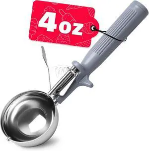 HOMURE H 4 oz Scoop, Large Ice Cream Scoop with Trigger, #8 Disher, Muffin Scoop, Portion Scoop, Cookie Scoop for Baking, Grey Handle, for Making Ice Cream Cookie Muffin Cupcake Mashed Potato HOMURE H 4 oz Scoop, Large Ice Cream Scoop with Trigger, #8 Disher, Muffin Scoop, Portion Scoop, Cookie Scoop for Baking, Grey Handle, for Making Ice Cream Cookie Muffin Cupcake Mashed Potato