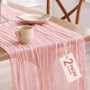Pureegg 2 Pack Cheesecloth Table Runner 120 Inch Dusty Pink Pureegg 2 Pack Cheesecloth Table Runner 120 Inch Dusty Pink