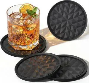 Silicone Drink Coasters Set of 4, Coaster for Desk Silicone Drink Coasters Set of 4, Coaster for Desk