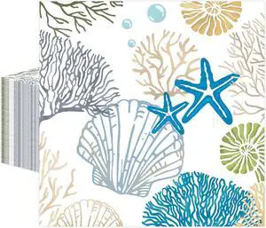 50 Pcs Ocean Seashell Napkins 13 x 13 Inches, Coastal Beach Paper Napkins Disposable Luncheon Party Napkin Cocktail Napkins for Summer Birthday Baby Shower Beach Party Decorations (Ocean) 50 Pcs Ocean Seashell Napkins 13 x 13 Inches, Coastal Beach Paper Napkins Disposable Luncheon Party Napkin Cocktail Napkins for Summer Birthday Baby Shower Beach Party Decorations (Ocean)