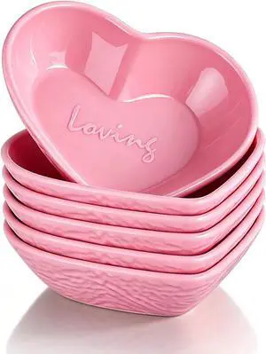 HOMQUEN Dipping Bowls, 3oz Soy Sauce Dish, Pturdy Plastic Small Bowls Set of 6, Pink Love Heart Mini Appetizer Plates for Sauce, Soy Sauce, Condiment, Side Dishes, Sushi, Ketchup, BBQ Party HOMQUEN Dipping Bowls, 3oz Soy Sauce Dish, Pturdy Plastic Small Bowls Set of 6, Pink Love Heart Mini Appetizer Plates for Sauce, Soy Sauce, Condiment, Side Dishes, Sushi, Ketchup, BBQ Party