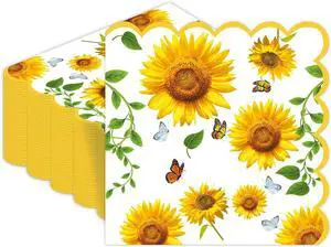 Sunflower Napkins Disposable 40-Pack (6.5x6.5 Inch Folded) Sunflower Napkins Disposable 40-Pack (6.5x6.5 Inch Folded)