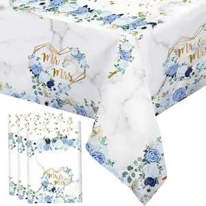 MEHOFOND 3pcs Blue Wedding Tablecloth, Bridal Shower Disposable Table Cover MEHOFOND 3pcs Blue Wedding Tablecloth, Bridal Shower Disposable Table Cover