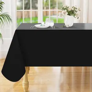 Smiry Rectangle Table Cloth 60x84 Inch, Waterproof Wipeable Vinyl Tablecloths Protector, Oil Spill Proof Plastic Table Cover for Dining, Picnic, Camping, Outdoor, Black Smiry Rectangle Table Cloth 60x84 Inch, Waterproof Wipeable Vinyl Tablecloths Protector, Oil Spill Proof Plastic Table Cover for Dining, Picnic, Camping, Outdoor, Black