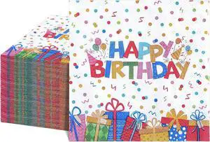 Natnarr 100 Pcs Happy Birthday Napkins, 5" Birthday Cocktail Napkins Natnarr 100 Pcs Happy Birthday Napkins, 5" Birthday Cocktail Napkins