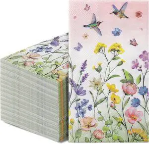Natnarr 60 Count Floral Guest Napkins, 2-Ply Disposable Paper Towels Natnarr 60 Count Floral Guest Napkins, 2-Ply Disposable Paper Towels