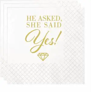 100 Pack of She Said Yes Disposable Paper Napkins for Wedding Party Engagement Bridal Shower Party Table Decorations 100 Pack of She Said Yes Disposable Paper Napkins for Wedding Party Engagement Bridal Shower Party Table Decorations