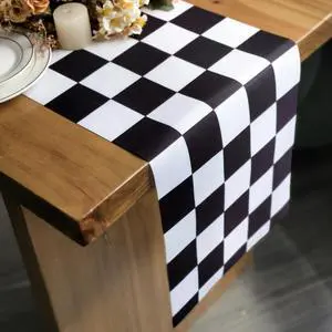 Letjolt 2PCS Black Checkerboard Table Runner Racing Theme 12x72 Inches Letjolt 2PCS Black Checkerboard Table Runner Racing Theme 12x72 Inches