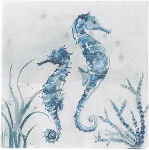IHR Ideal Home Range Cocktail Napkins Disposable 3-Ply Paper Party Napkin Pack, 5" x 5", Aquaworld Sea Horse, 20-Count IHR Ideal Home Range Cocktail Napkins Disposable 3-Ply Paper Party Napkin Pack, 5" x 5", Aquaworld Sea Horse, 20-Count
