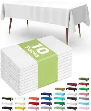 Pureegg Plastic Table Cloth 10 Pack, 54 x 108 Inch Disposable Table Cloths for Party, Picnic and Wedding, Rectangle, White Pureegg Plastic Table Cloth 10 Pack, 54 x 108 Inch Disposable Table Cloths for Party, Picnic and Wedding, Rectangle, White