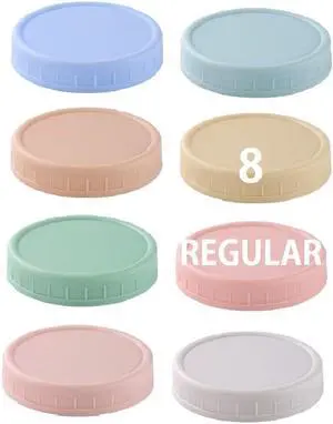 8 Pack Regular Mouth Plastic Mason Jar Lids for Ball, Kerr and More, 70mm Colored Canning Tops with Silicone Rings, Food Grade & Leak-proof 8 Pack Regular Mouth Plastic Mason Jar Lids for Ball, Kerr and More, 70mm Colored Canning Tops with Silicone Rings, Food Grade & Leak-proof