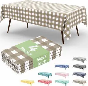 misaya 4 Packs Buffalo Disposable Table Cloth, 54 x 72 Inch Waterproof Plastic Tablecloth, Rectangle Khaki and White Checkered Table Covers for Picnic, Birthday, Party, Back to School misaya 4 Packs Buffalo Disposable Table Cloth, 54 x 72 Inch Waterproof Plastic Tablecloth, Rectangle Khaki and White Checkered Table Covers for Picnic, Birthday, Party, Back to School