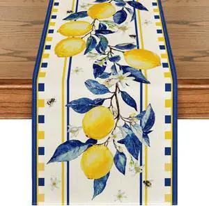 Artoid Mode Lemon Tree Flower Bee Summer Table Runner, Seasonal Holiday Kitchen Dining Table Decoration for Home Party Indoor 13x72 Inch Artoid Mode Lemon Tree Flower Bee Summer Table Runner, Seasonal Holiday Kitchen Dining Table Decoration for Home Party Indoor 13x72 Inch