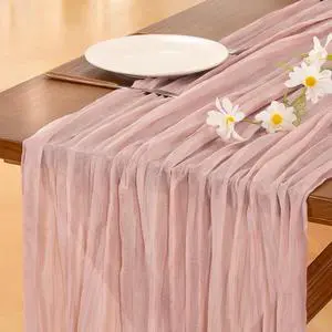 Pink Cheesecloth Table Runner Fall Boho Wedding Birthday Party Home Decor Pink Cheesecloth Table Runner Fall Boho Wedding Birthday Party Home Decor