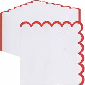 50 Pieces 3-ply Red Scalloped Napkins Folded 5 x 5 Inches Disposable Paper Napkin Cocktail Napkins for Dinner Wedding Birthday Party 50 Pieces 3-ply Red Scalloped Napkins Folded 5 x 5 Inches Disposable Paper Napkin Cocktail Napkins for Dinner Wedding Birthday Party