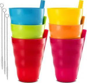 PLASKIDY Kids Cups with Straw Set of 6 Toddler Cups with BuiltIn Straw 10 Oz BPA-Free Plastic Drinking Cups for Kids Top Rack Dishwasher Safe PLASKIDY Kids Cups with Straw Set of 6 Toddler Cups with BuiltIn Straw 10 Oz BPA-Free Plastic Drinking Cups for Kids Top Rack Dishwasher Safe