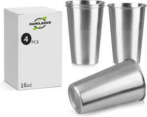 16 oz Stainless Steel Pint Cups, 4Pack Steel Cup,Pint Cup Tumblerwater Tumbler,Stackable,Reusable,BPA Free, (4) 16 oz Stainless Steel Pint Cups, 4Pack Steel Cup,Pint Cup Tumblerwater Tumbler,Stackable,Reusable,BPA Free, (4)