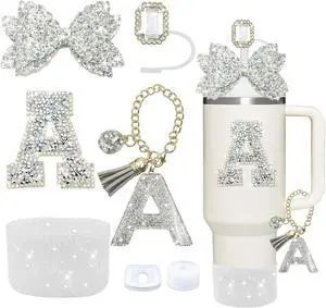 7PCS Initial Silver Cup Accessories for Stanley 30/40 oz, Silver A 7PCS Initial Silver Cup Accessories for Stanley 30/40 oz, Silver A