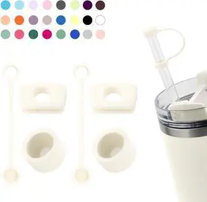 Silicone Spill Stopper Set Compatible with Stanley Cup 2.0 30oz & 40oz with Straw Cover (Set of 2, Cream) Silicone Spill Stopper Set Compatible with Stanley Cup 2.0 30oz & 40oz with Straw Cover (Set of 2, Cream)