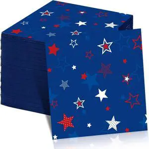 Quera Patriotic Party Supplies 4th of JULY Paper Napkins 50Count 6.5 x 6.5 inch Americana Stars Cocktail Napkins for Parties, Red Blue and White American Stars Decorations Quera Patriotic Party Supplies 4th of JULY Paper Napkins 50Count 6.5 x 6.5 inch Americana Stars Cocktail Napkins for Parties, Red Blue and White American Stars Decorations