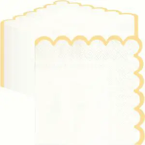 SietDESEO 50 Pieces Yellow Scalloped Napkins Disposable 3-Ply Yellow and White Scalloped Cocktail Napkins Paper Napkin for Dinner Wedding Birthday Party Beverage Napkin SietDESEO 50 Pieces Yellow Scalloped Napkins Disposable 3-Ply Yellow and White Scalloped Cocktail Napkins Paper Napkin for Dinner Wedding Birthday Party Beverage Napkin