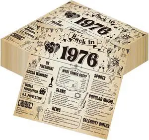 50th Birthday Party Decorations - 50 Pcs Back in 1976 Napkins Set 50th Birthday Party Decorations - 50 Pcs Back in 1976 Napkins Set