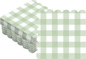 Seajan 100 Pcs Sage Green Gingham Cocktail Paper Napkins 5x5 Inch Seajan 100 Pcs Sage Green Gingham Cocktail Paper Napkins 5x5 Inch