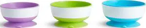 Munchkin Stay Put Suction Bowls for Baby and Toddler, 3 Pack, Blue/Green/Purple Munchkin Stay Put Suction Bowls for Baby and Toddler, 3 Pack, Blue/Green/Purple