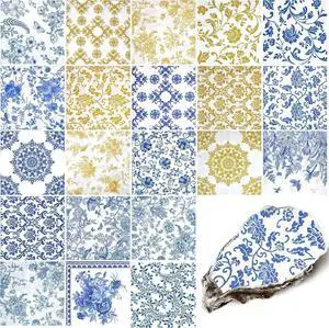 21 Pack Assorted Floral Napkins Decoupage Decorative, Decoupage Napkins Cocktail Decorative Paper for Birthday Party Beautiful Gorgeous, 21 styles of decorative paper (Blue and Gold Floral) 21 Pack Assorted Floral Napkins Decoupage Decorative, Decoupage Napkins Cocktail Decorative Paper for Birthday Party Beautiful Gorgeous, 21 styles of decorative paper (Blue and Gold Floral)