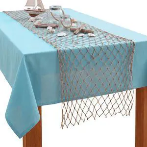 SATINIOR 1 Pcs 12 x 72'' Fishing Net Table Runner Party Decor, Linen SATINIOR 1 Pcs 12 x 72'' Fishing Net Table Runner Party Decor, Linen