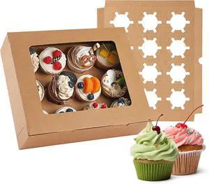 Moretoes 3pcs Cupcake Boxes, 12 Count Cupcake Containers with Window&Insert Moretoes 3pcs Cupcake Boxes, 12 Count Cupcake Containers with Window&Insert
