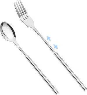 2 PCS Extendable Fork Spoon Set, Telescopic Stainless Steel Fork Spoon, Extendable 25.3 In, Dinner Forks for BBQ Dinner Fruit Dessert, Camping Flatware 2 PCS Extendable Fork Spoon Set, Telescopic Stainless Steel Fork Spoon, Extendable 25.3 In, Dinner Forks for BBQ Dinner Fruit Dessert, Camping Flatware