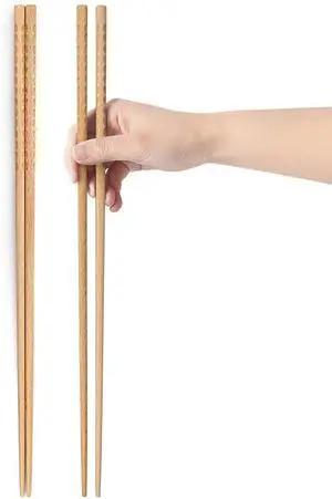 Extra Long Wooden Cooking Chopsticks, 16.5 Inch Sauced Kitchen Chopsticks for Noodles, Sauces, Hot Pot, Natural Wood, 2 Pairs Extra Long Wooden Cooking Chopsticks, 16.5 Inch Sauced Kitchen Chopsticks for Noodles, Sauces, Hot Pot, Natural Wood, 2 Pairs