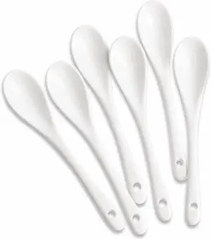 6PCS Porcelain White Coffee Spoons Espresso Tea Sauce and Desserts Ceramic Spoons 6PCS Porcelain White Coffee Spoons Espresso Tea Sauce and Desserts Ceramic Spoons