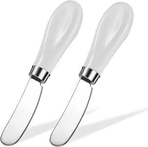 Stainless Steel Butter Spreader Knife 2 Pack with Handle for Kitchen White Stainless Steel Butter Spreader Knife 2 Pack with Handle for Kitchen White