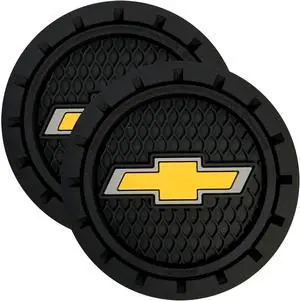 Plasticolor 000648R01 Chevrolet Bowtie Gold Cup Holder Coaster, Black Plasticolor 000648R01 Chevrolet Bowtie Gold Cup Holder Coaster, Black